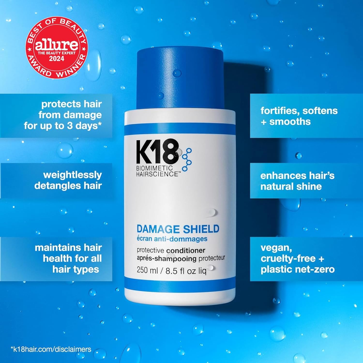 K18 Damage Shield pump being used to dispense conditioner for easy application
