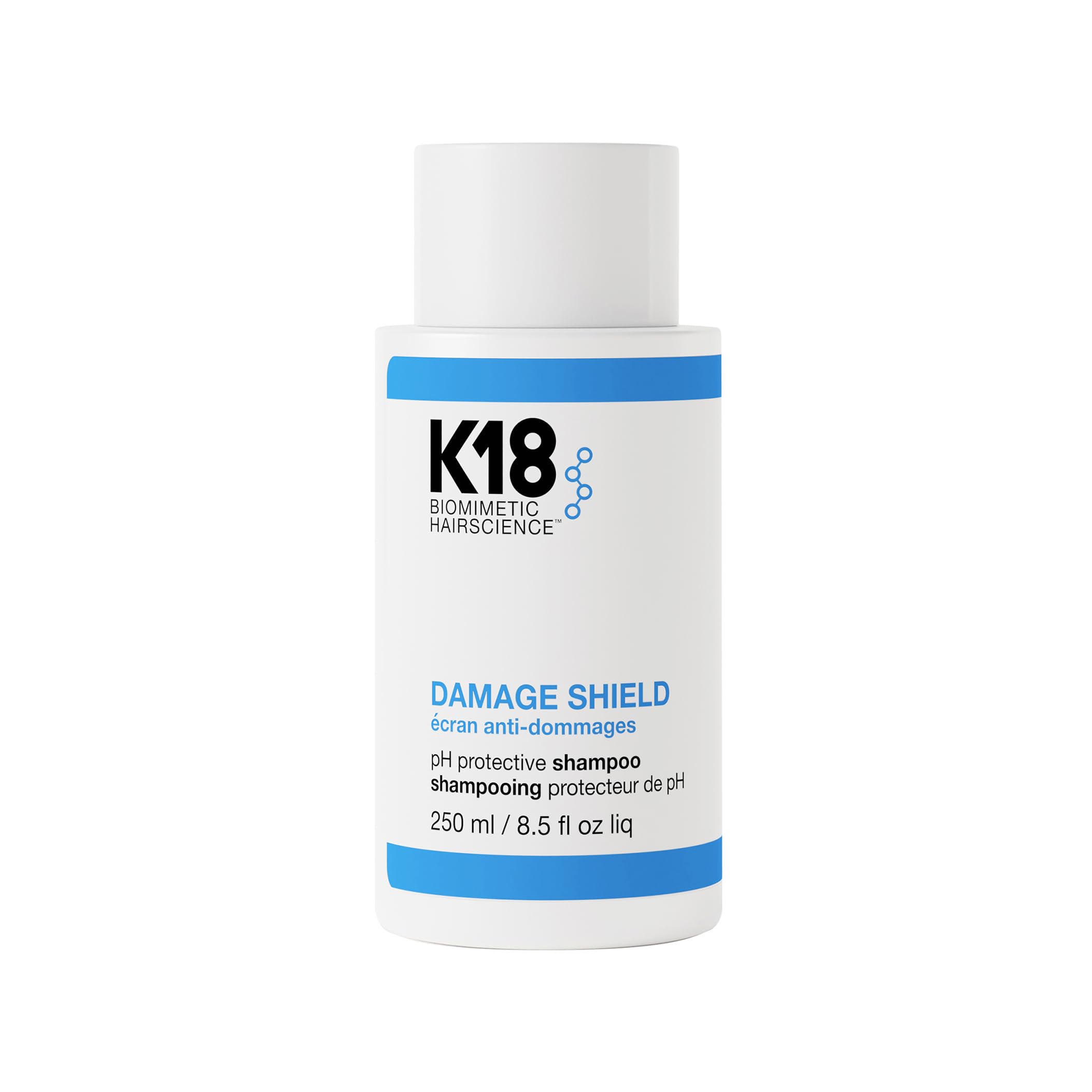 K18 Damage Shield bottle front with color-safe cleansing claim.