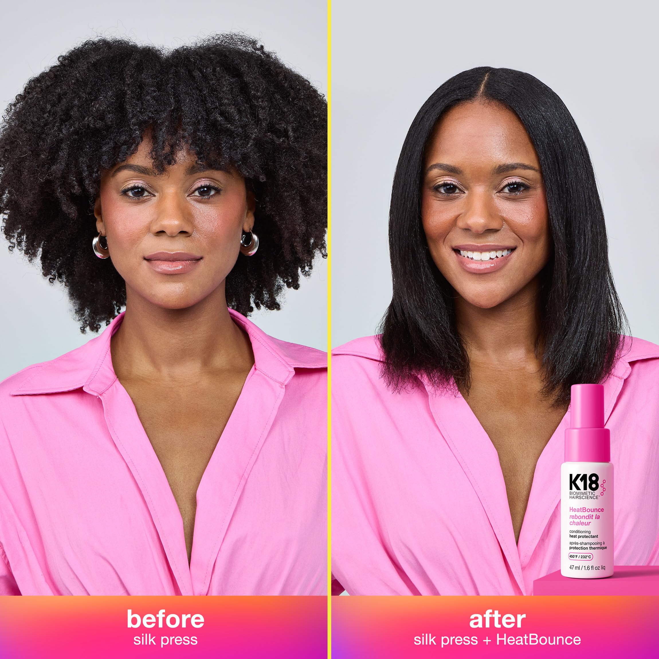 K18 HeatBounce smooths and detangles hair during styling