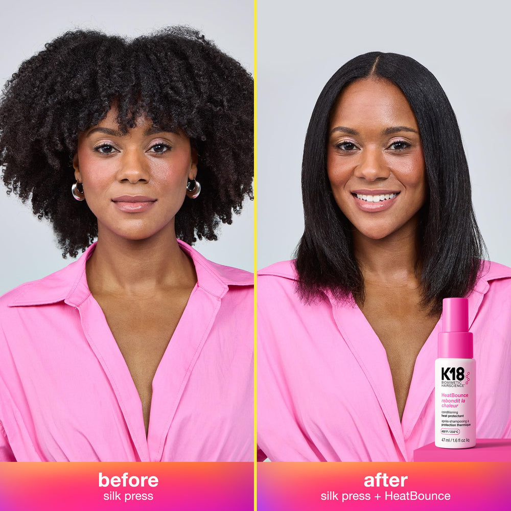 K18 HeatBounce smooths and detangles hair during styling
