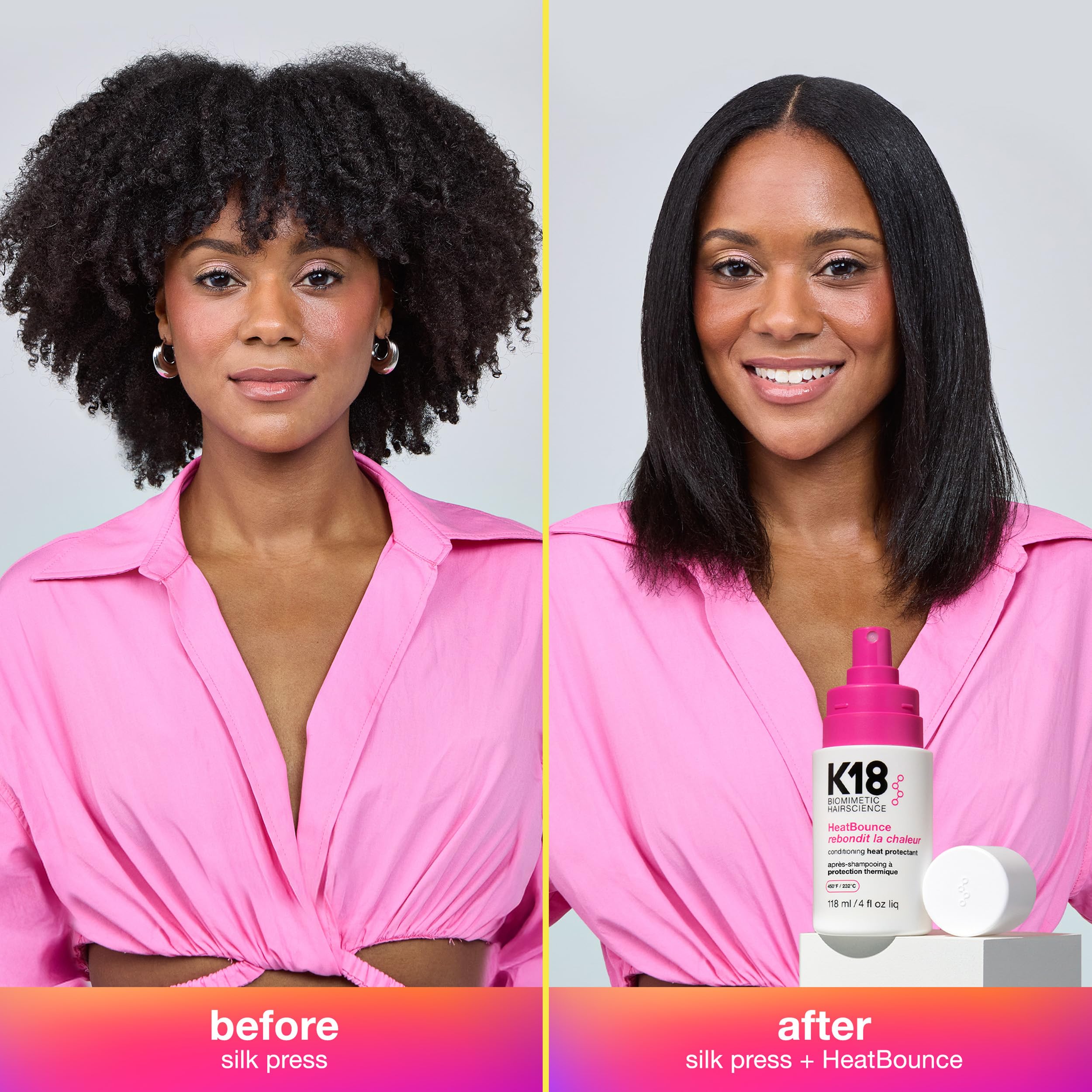 K18 HeatBounce close-up of silky, soft hair texture and manageability