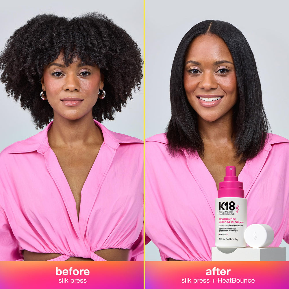 K18 HeatBounce close-up of silky, soft hair texture and manageability