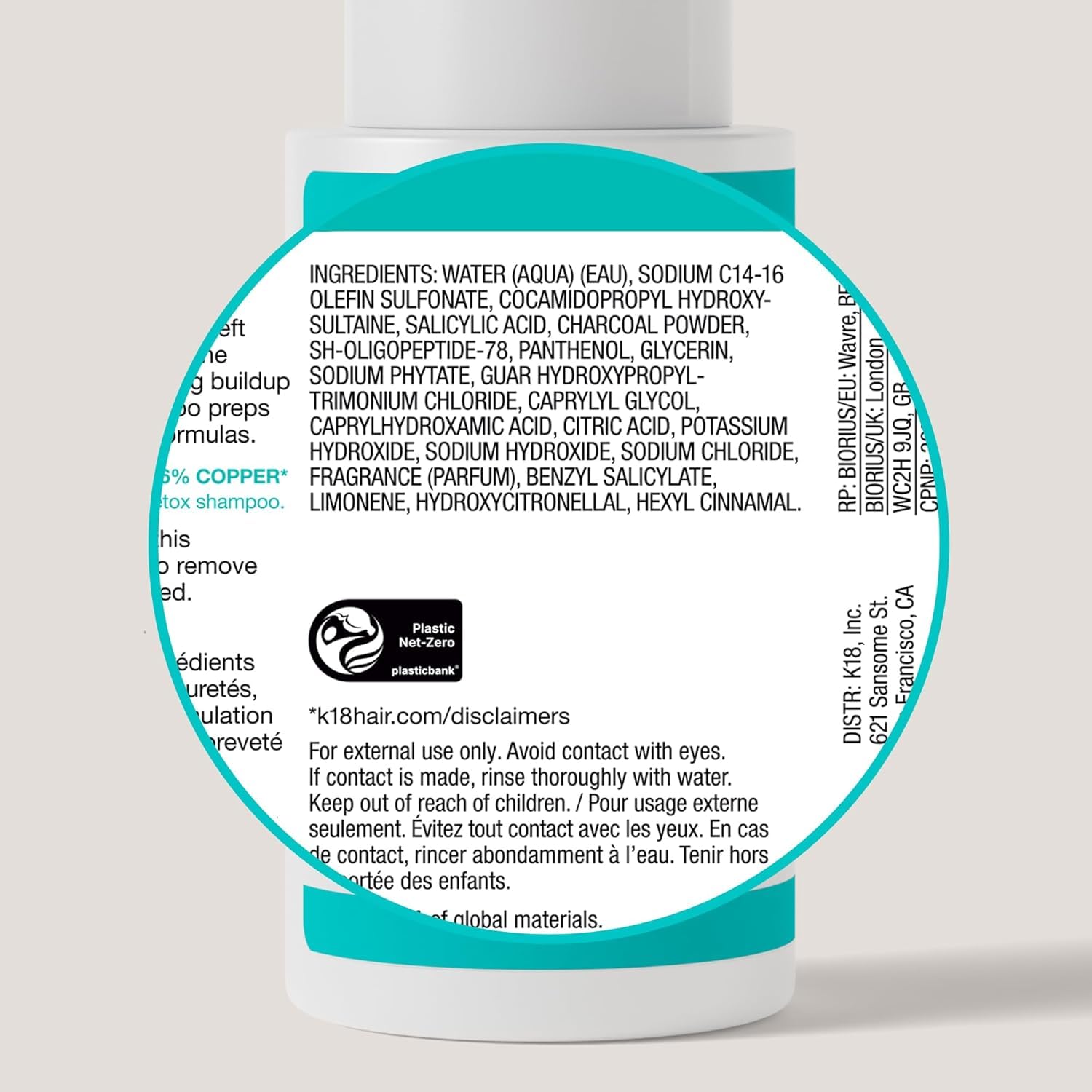 K18 Peptide Prep Detox Shampoo packaging closeup highlighting premium formula