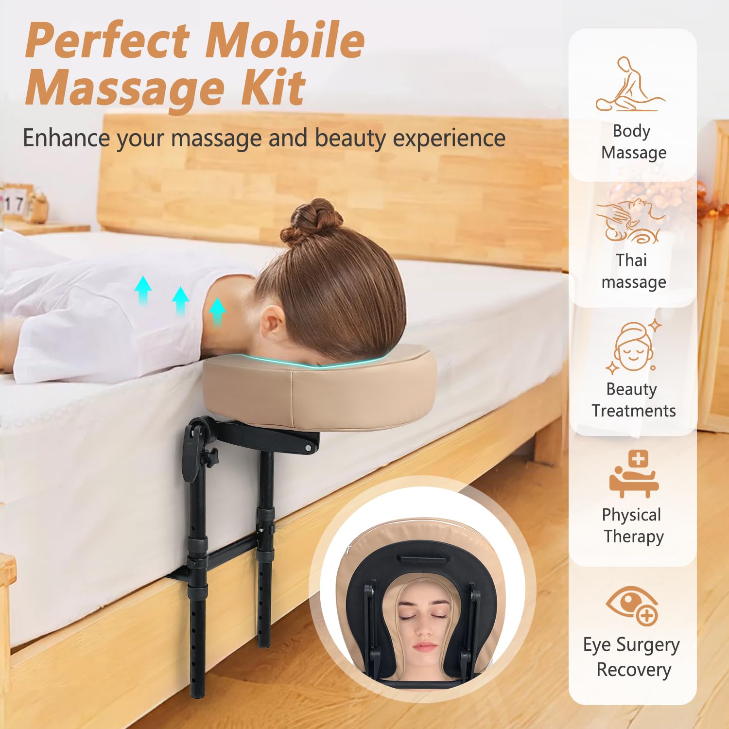 KAAMOS crescent face pillow with memory foam offers gentle, lasting comfort for face-down support.