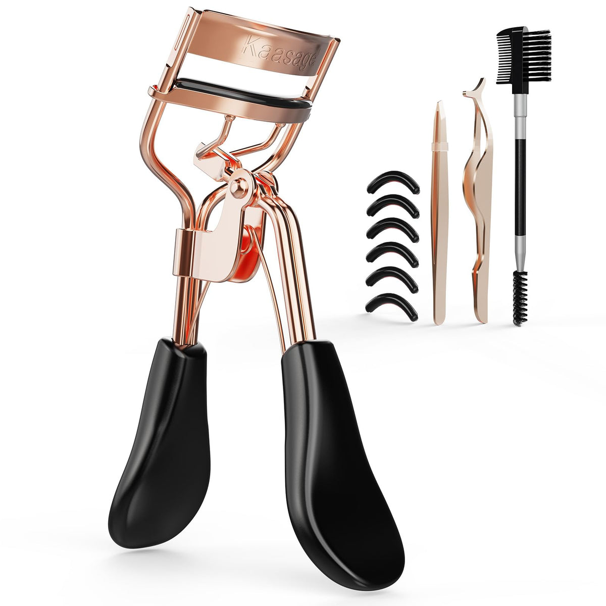 Kaasage eyelash curler with ergonomic handle for precise lift and curl.