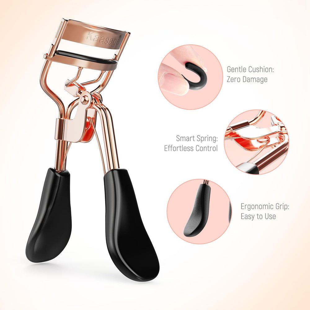 Kaasage eyelash curler includes six replacement pads for long-lasting use.