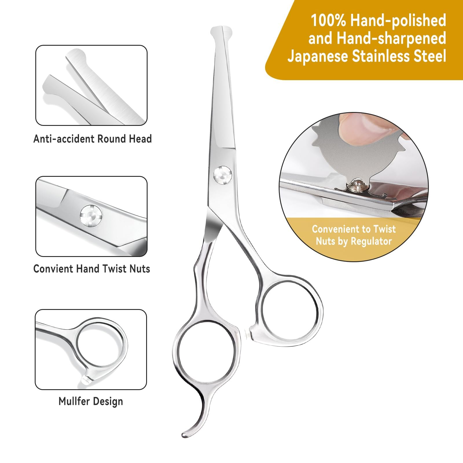Kacacaca safety-rounded tips improve child-friendly trimming.