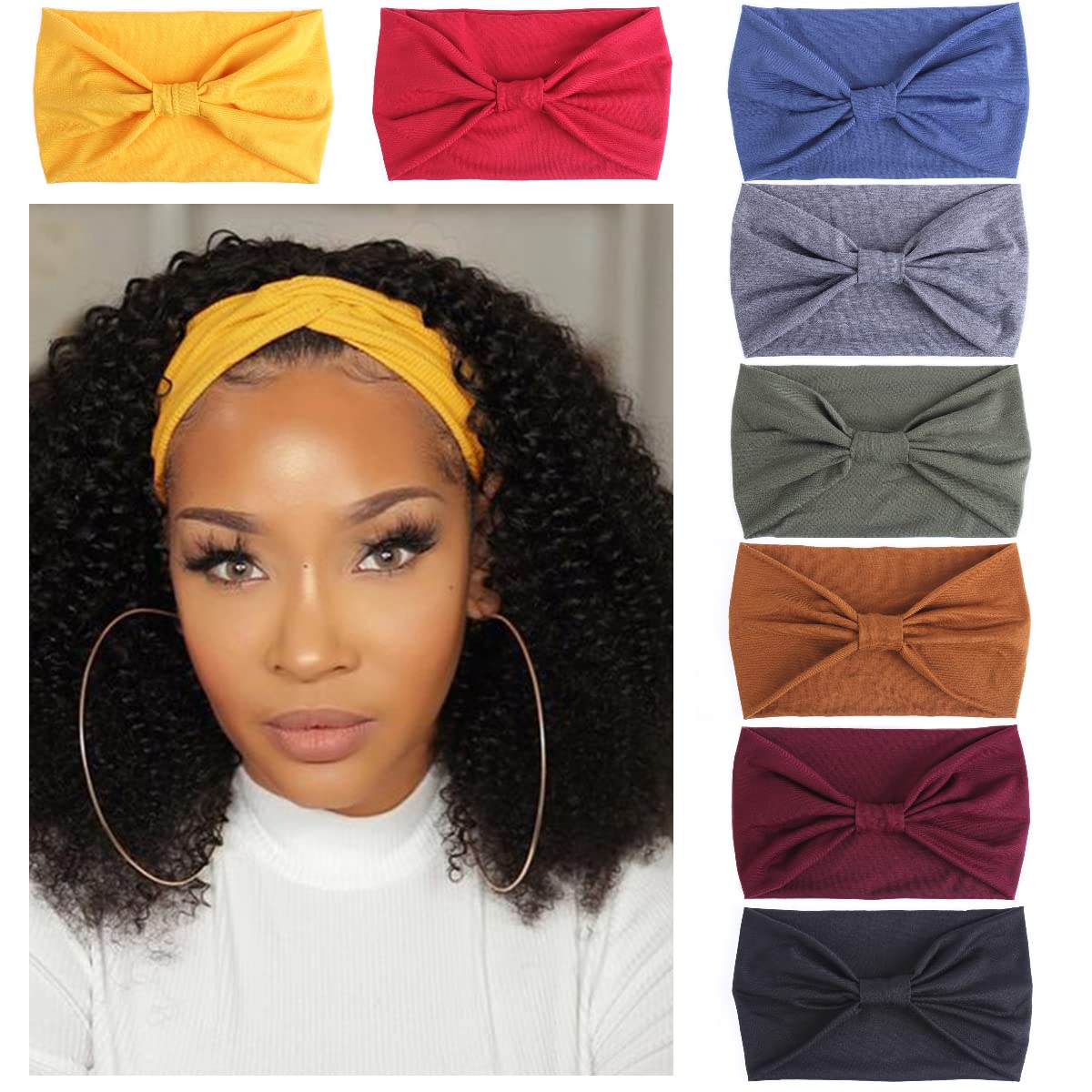 Kachanaa diadema ancha boho para mujer, ideal para yoga y peinados abundantes.