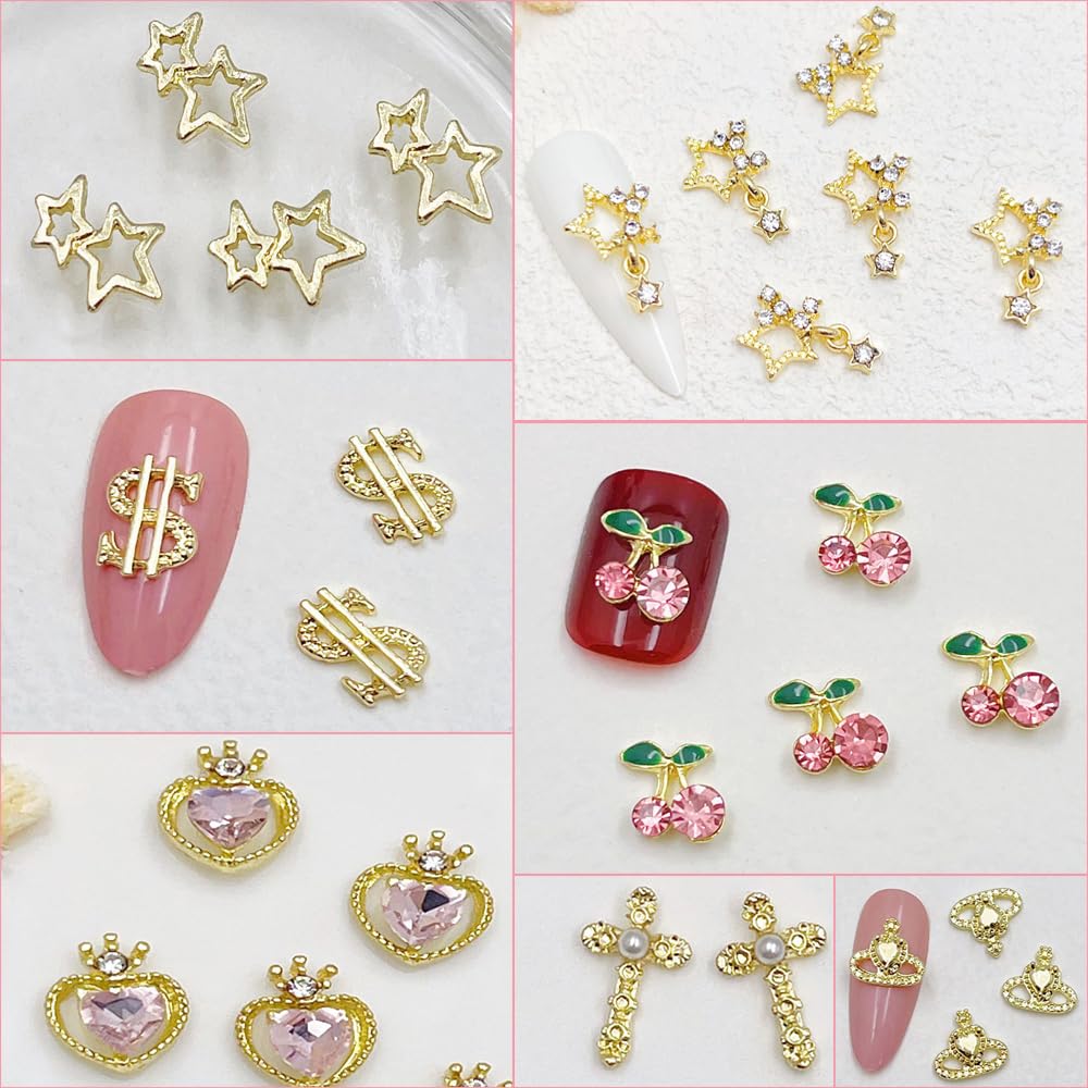 KACHIMOO gold nail charms cherries dangle add playful detail to nails