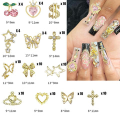 KACHIMOO gold nail charms crosses and hearts for elegant, durable shine