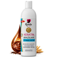Kachita Spell bottle of Brazilian keratin with chocolate formula for sleek hair