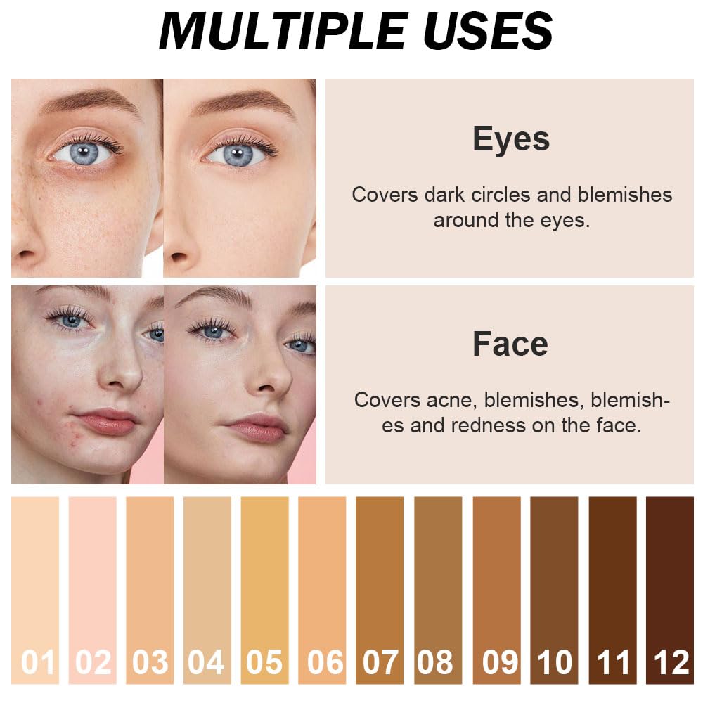 Kaely 12-color concealer palette for versatile color correction and contouring.