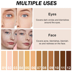 Kaely 12-color concealer palette for versatile color correction and contouring.