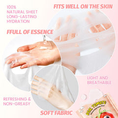 Kaely strawberry-apple mask sheet for soothing hydration and soft texture.