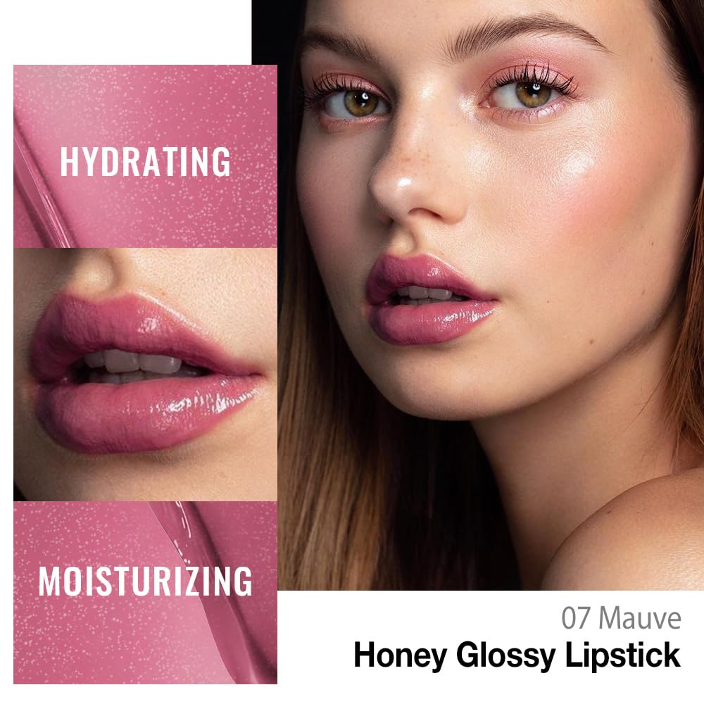 Kaely Mauve Honey Lipstick swatch reveals natural honey tint with soft shine.