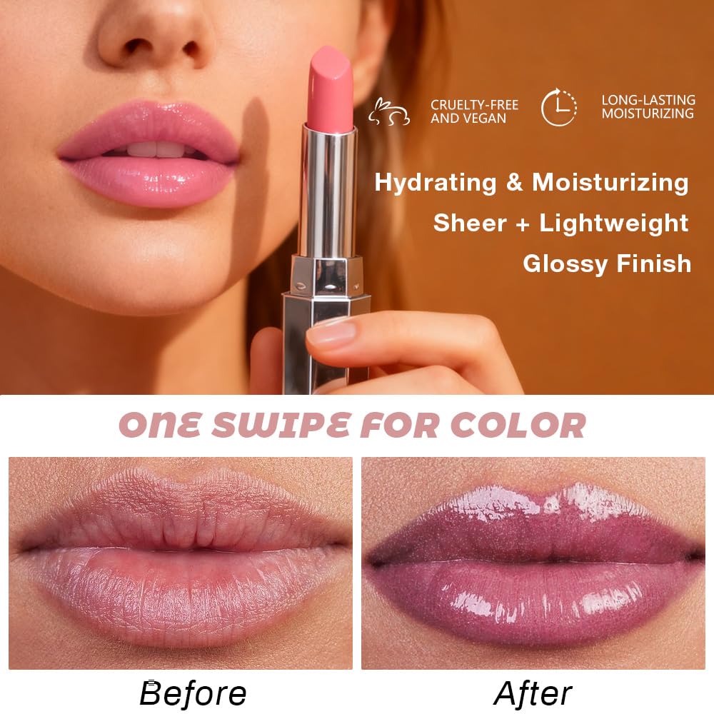 Kaely Mauve Honey Lipstick on lips shows honey glow and even gloss.