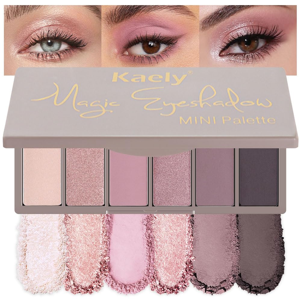 Kaely paleta mini 6 colores rosa neutro frente, look suave para diario.