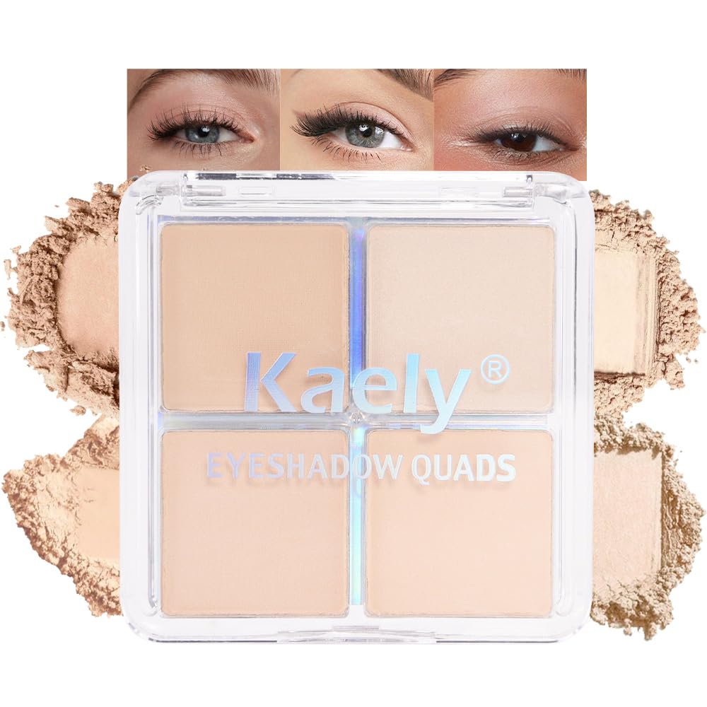 Kaely Powder Eyeshadow Quad: Vanilla Nude Beige palette for versatile neutral looks.