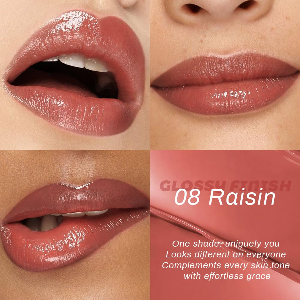 Kaely Raisin Honey Lipstick Tint 08 glossy finish for a sheer shine