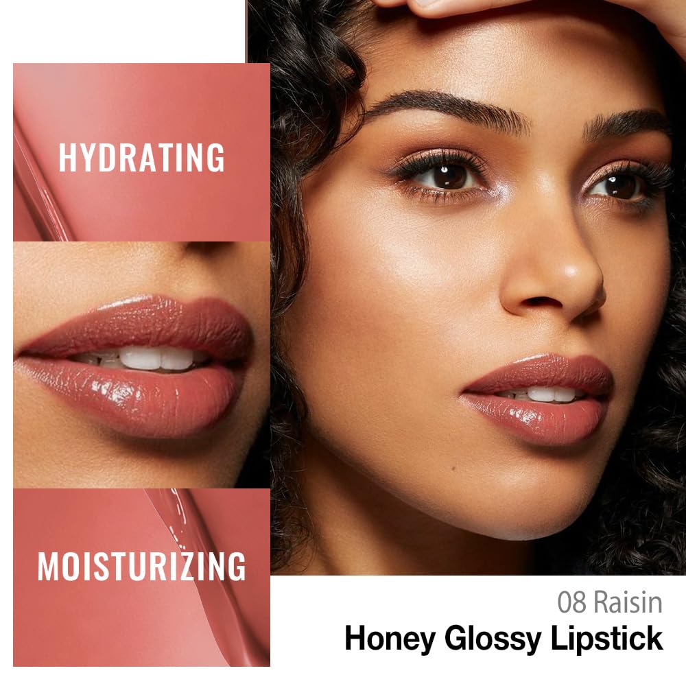 Kaely Raisin Honey Lipstick Tint 08 swatch on lips highlighting natural honey glow