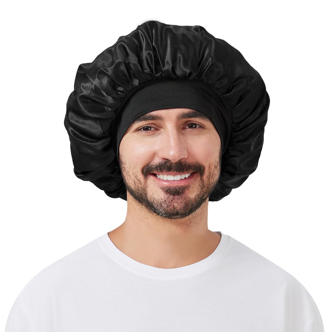 Gorro de seda Kafteri para hombres con banda ancha, descanso cómodo nocturno