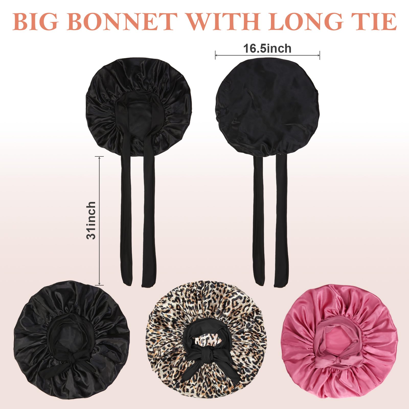 Kafteri juego de 3 bonetes, perfecto para trenzas y rizado.