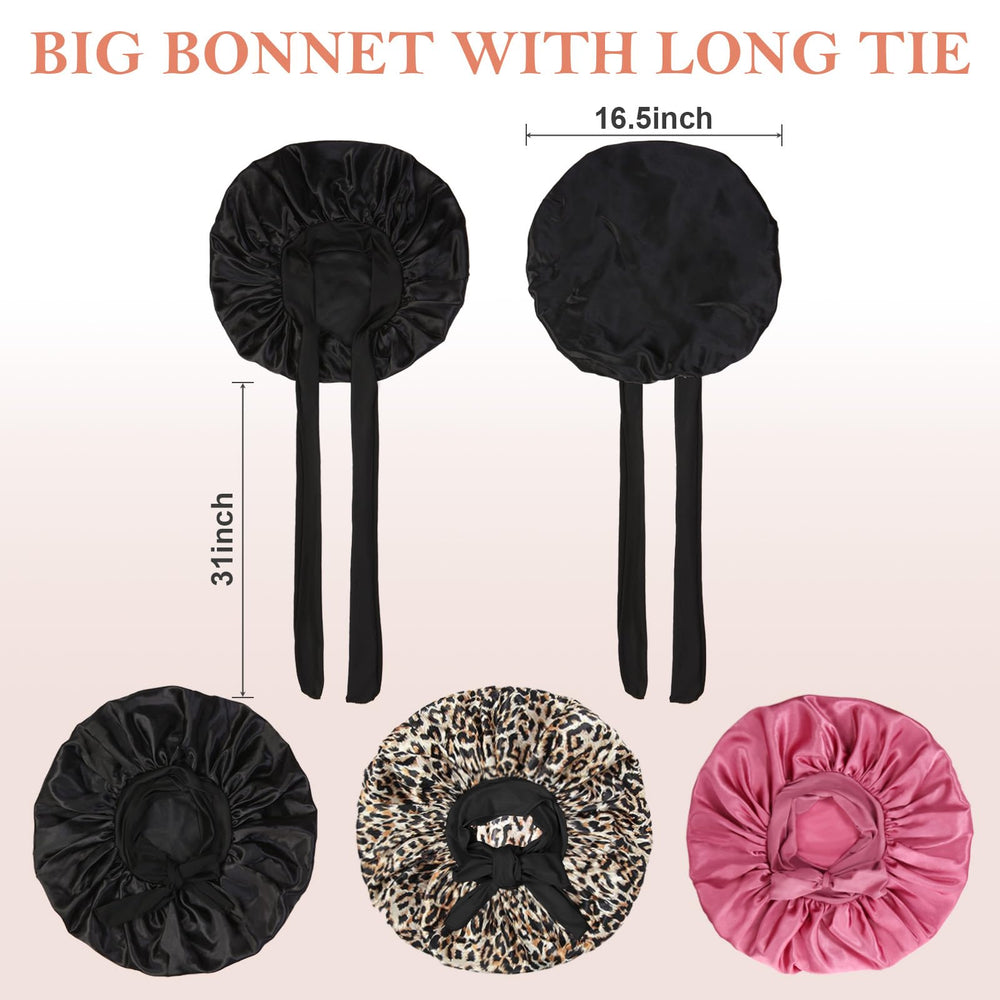 Kafteri juego de 3 bonetes, perfecto para trenzas y rizado.