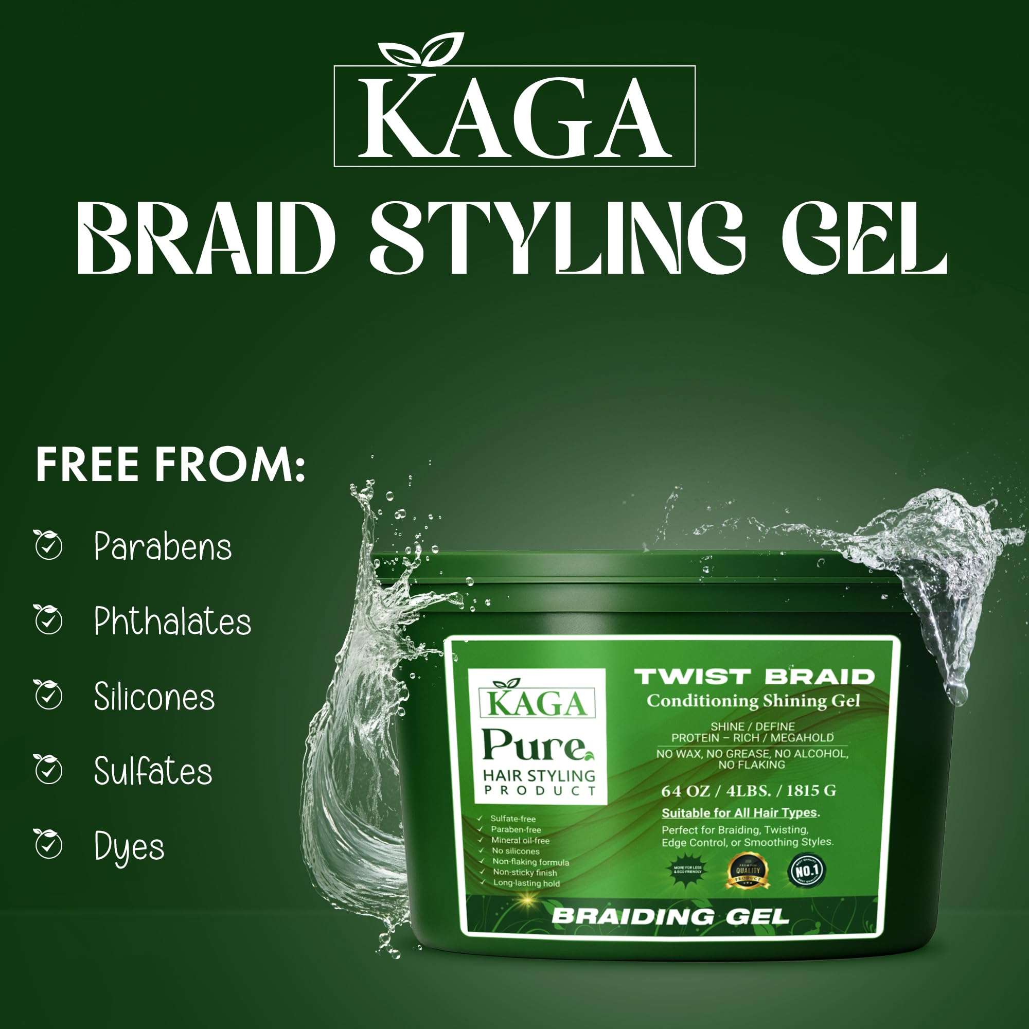 KAGA Pure O Natural Neatbraid gel 16oz salon size for professionals