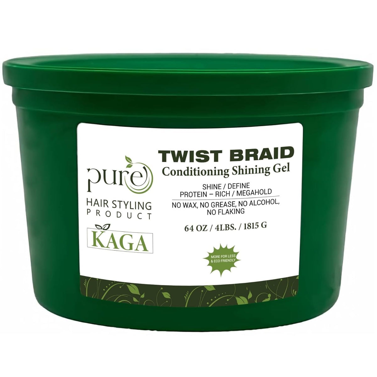 KAGA Pure O Natural Neatbraid gel jar showing strong hold for braids and sleek styles