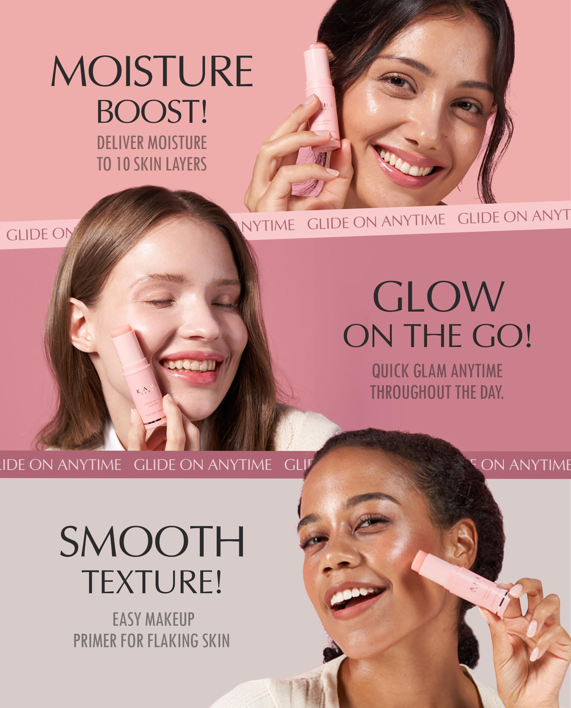 KAHI balm on the cheek area enhances elasticity and radiance.