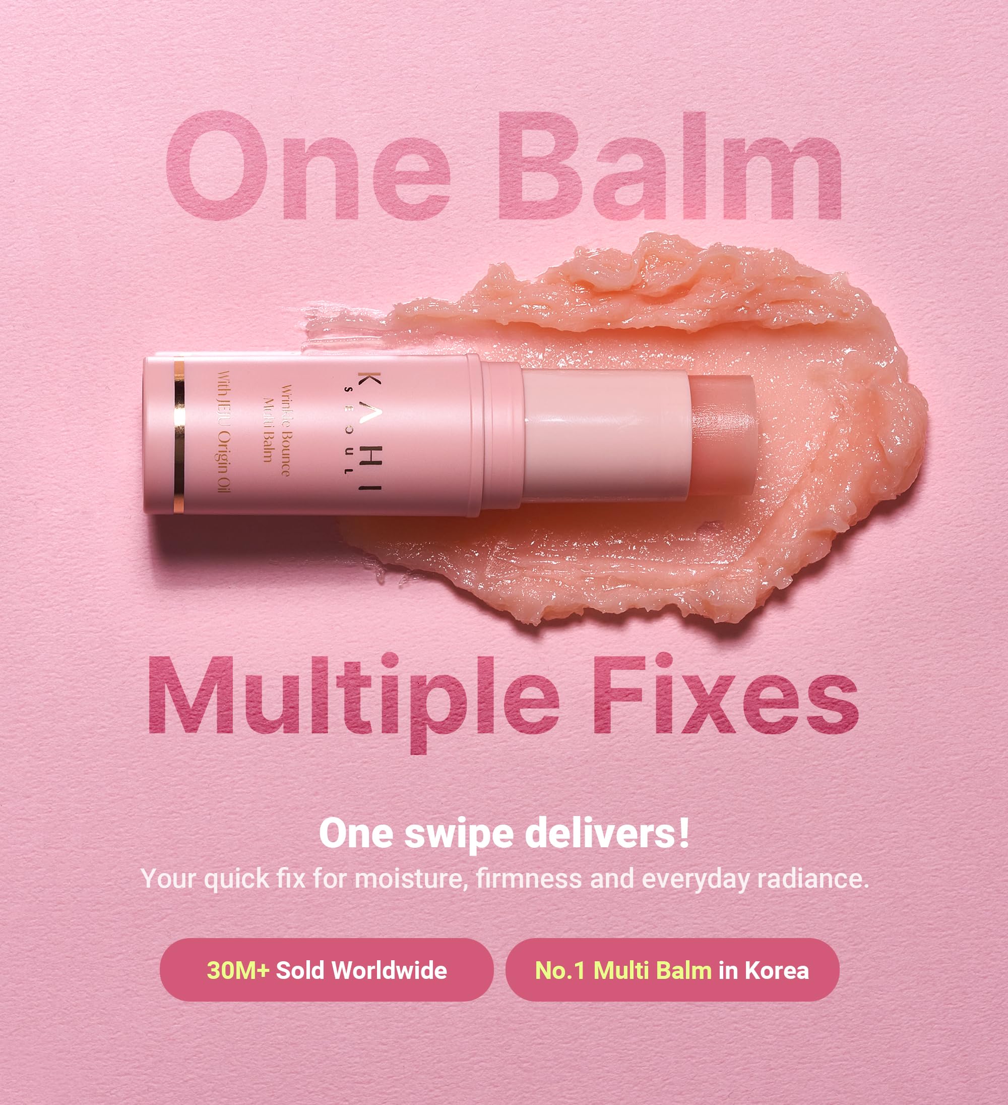 KAHI Wrinkle Bounce application on cheeks showing quick hydration and glow