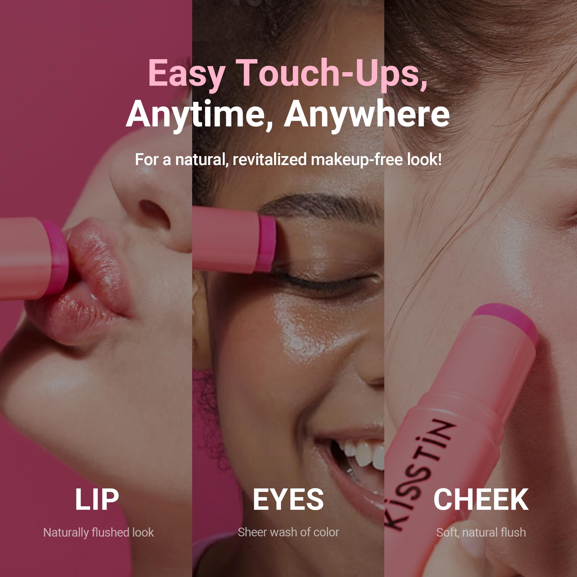 KAHI Kisstin Balm lip-blush multi-use look with tinted moisture.