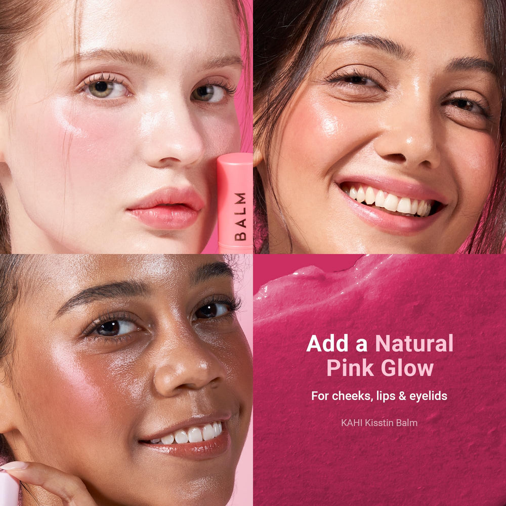 KAHI Kisstin Balm on-cheek application for subtle luminous finish.