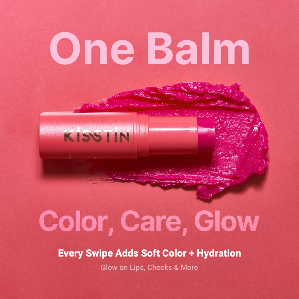 KAHI Kisstin Balm tinted glow swatch showing natural color.