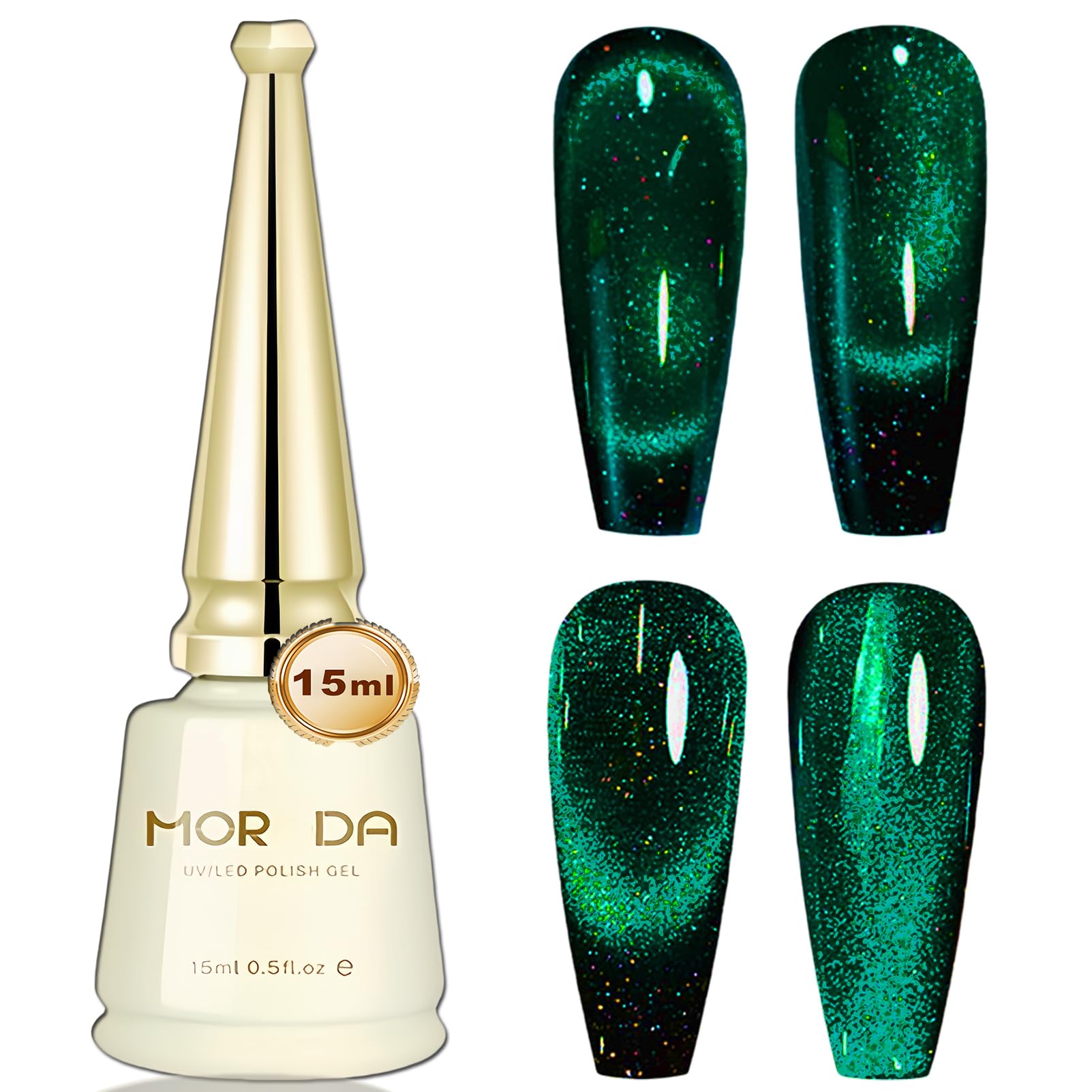 KAHSOSE esmalte ojo de gato verde intenso, enfoque en textura y capa superior