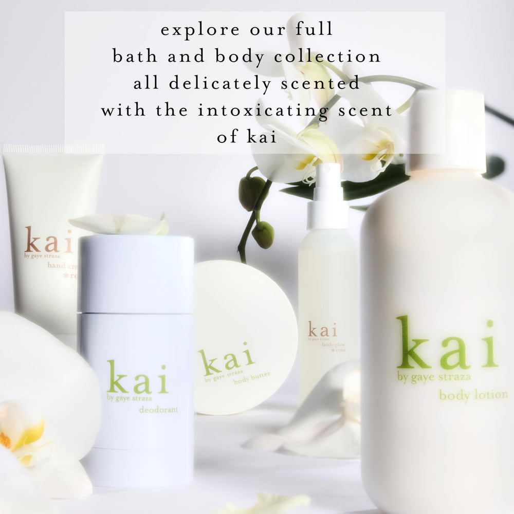 Kai eau de parfum minimalist bottle on shelf emphasizes modern elegance.