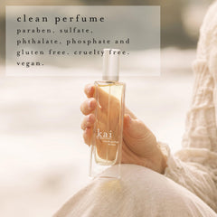 Kai eau de parfum packaging evokes Malibu memories and serene tropical vibes.