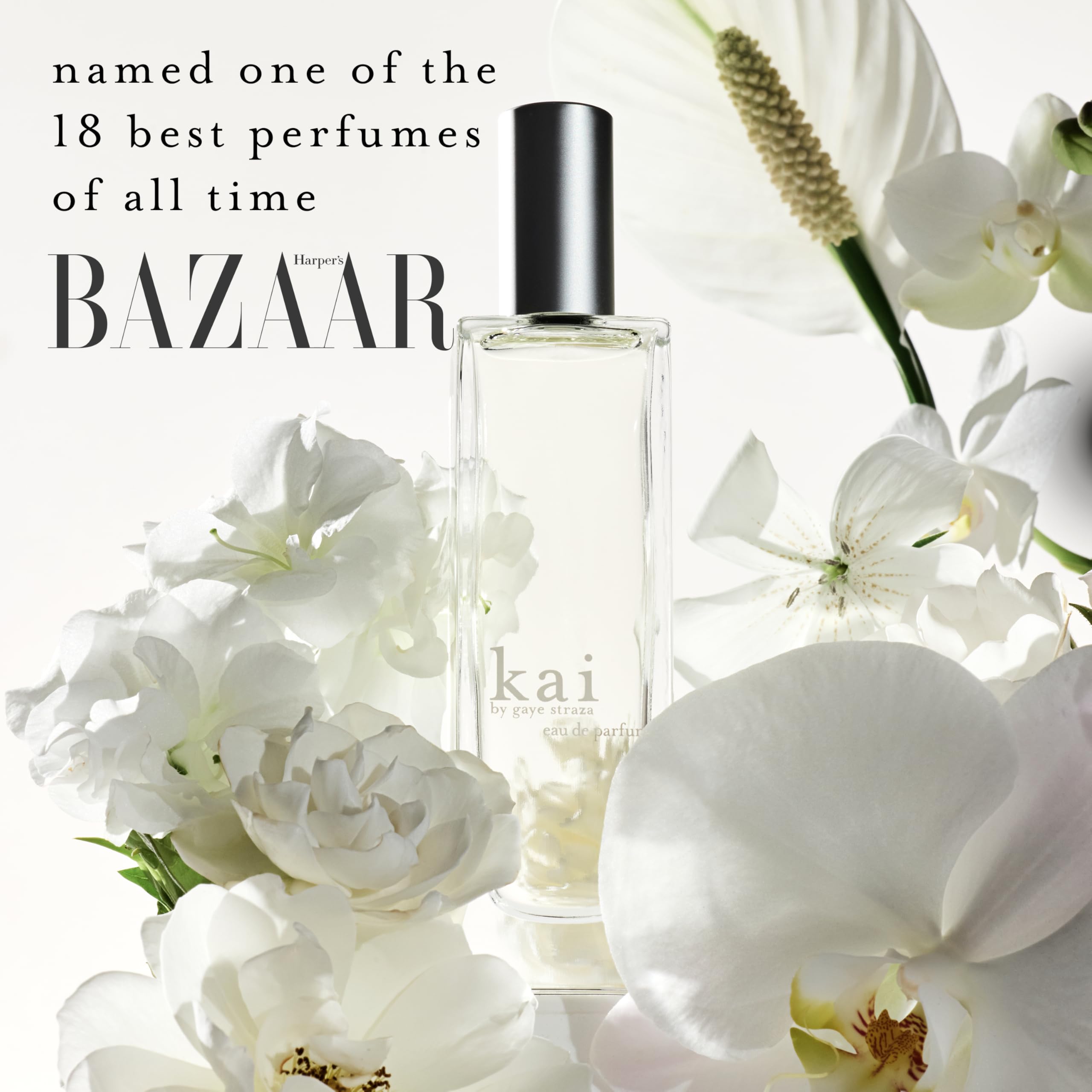 Kai eau de parfum gardenia with white exotics highlights delicate notes.