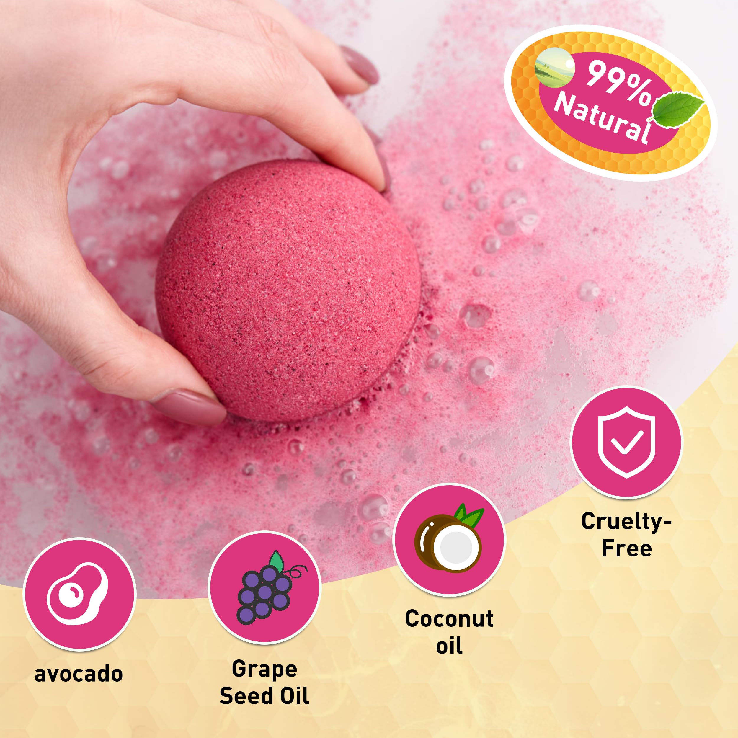 Kainga Recka bath bombs fizzing in water creating a relaxing bath