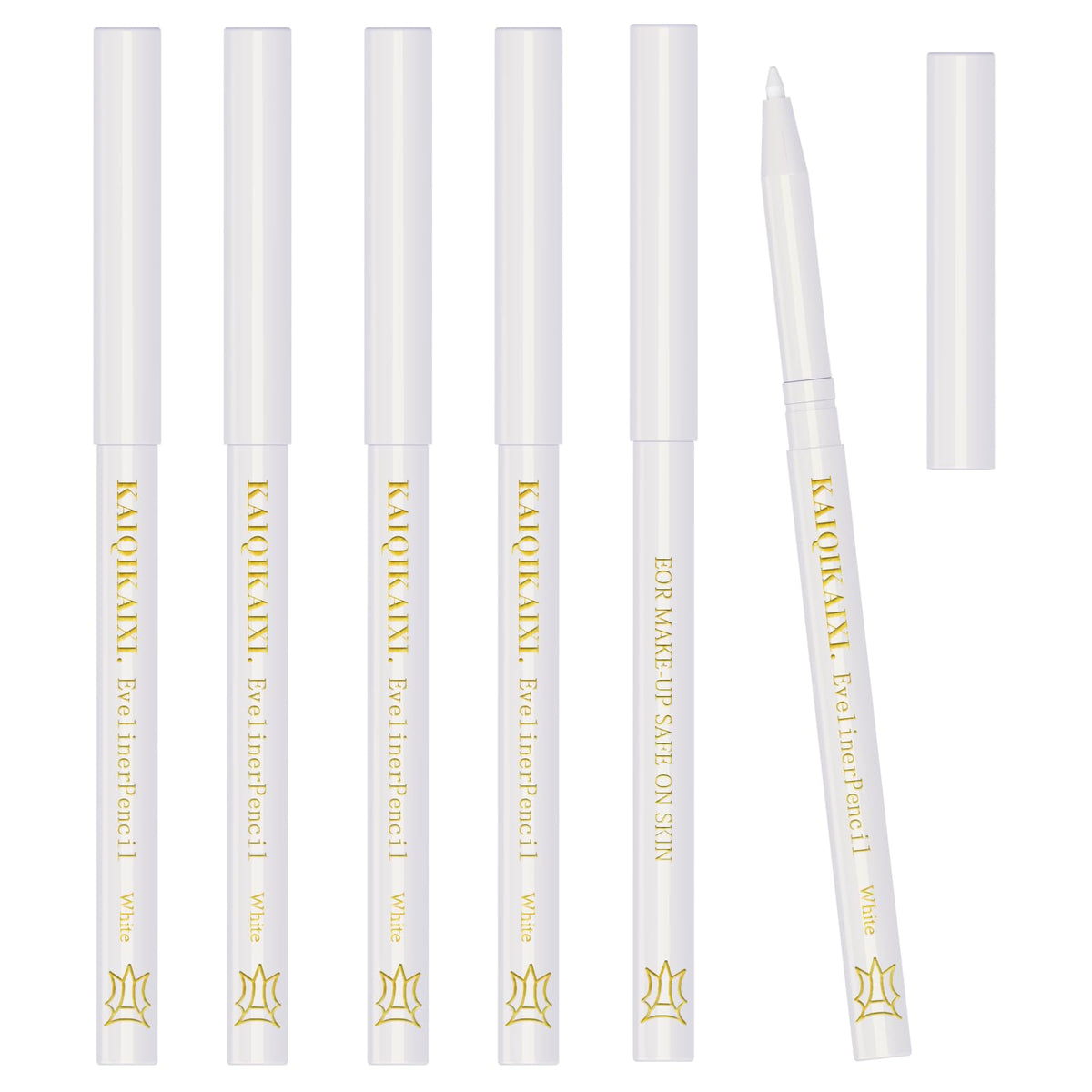 KAIQIKAIXI lapiz delineador blanco, conjunto de seis para uso profesional en ojos.