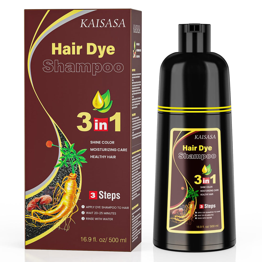 KAISASA shampoo-tinte en botella con cobertura total de canas para un color natural