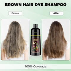 KAISASA brown hair dye shampoo lathering in hand, highlighting 3-in-1 color and cleansing.