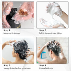 KAISASA cabello negro tras lavado con brillo visible.
