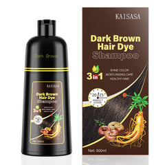 KAISASA champú 3 en 1 castaño oscuro, botella para color y cuidado capilar.