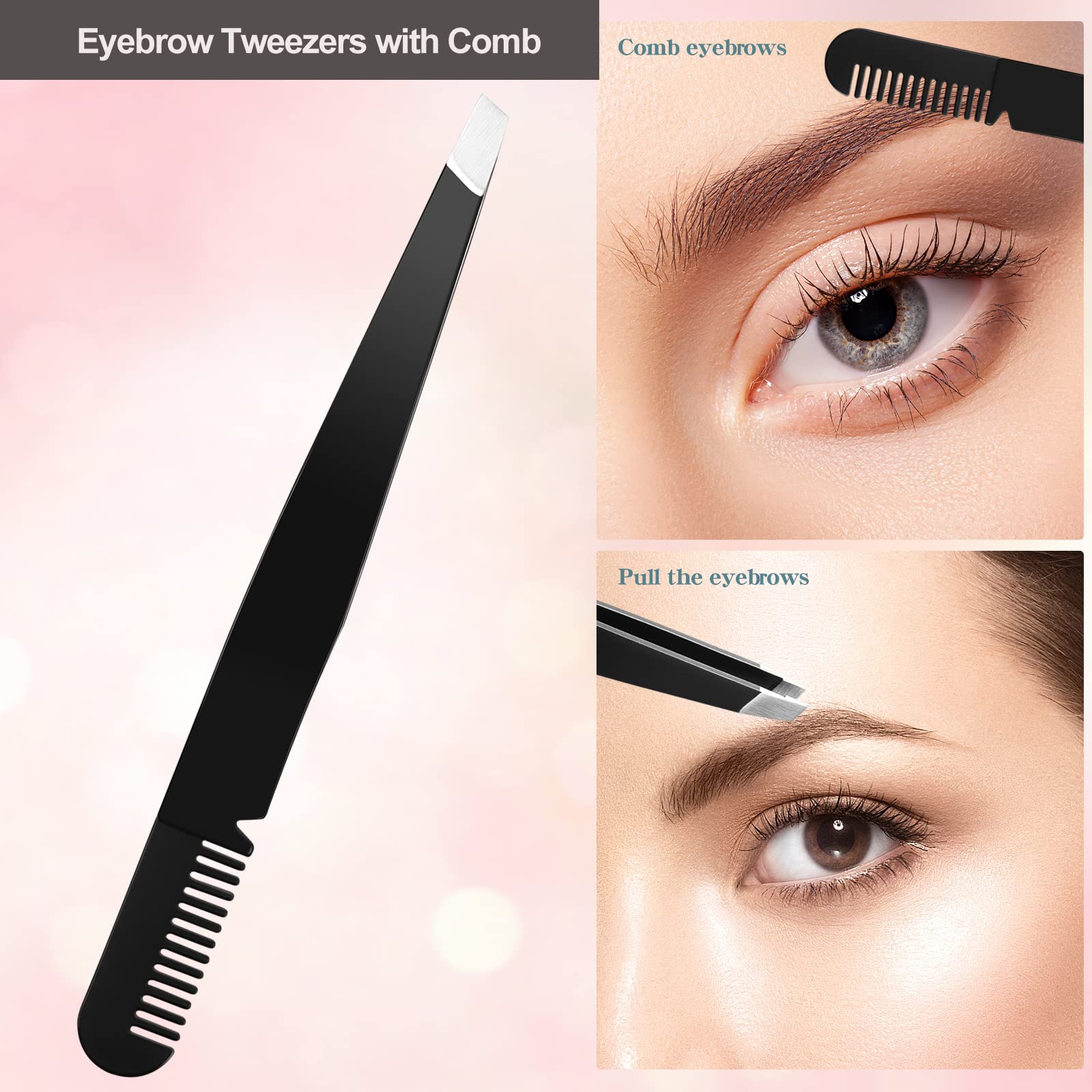 KAJUDA comb tweezer with brush helps tidy brows and lashes.