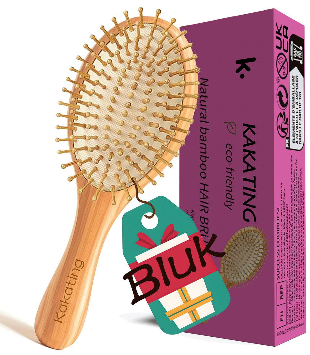 Kakating bamboo hair brush ellipse shape for gentle detangling and comfortable brushing.
