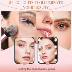 Kakuje Compact Mirror opened 180 degrees for full-face visibility