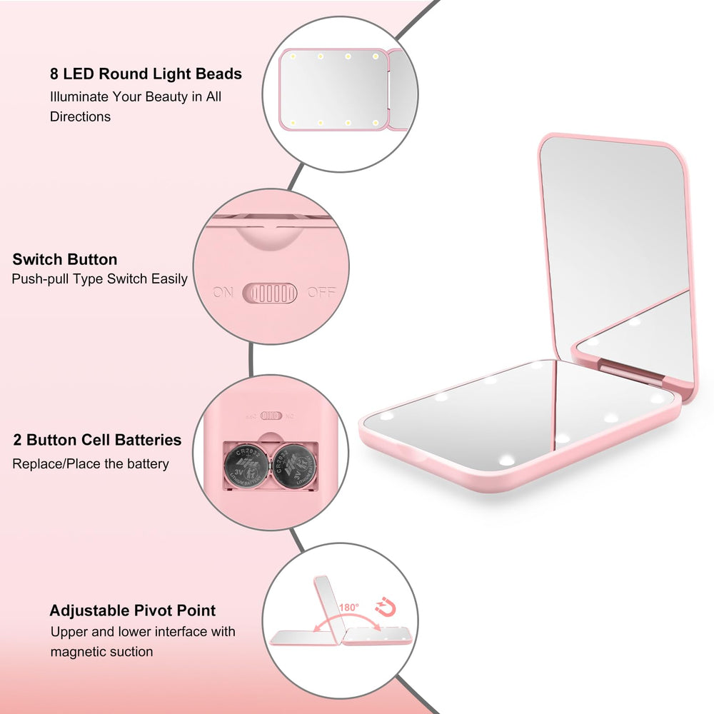 Kakuje compact mirror includes a built-in battery for convenient on-the-go use