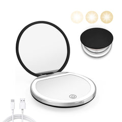 Kakuje compact mirror with light offers 1X and 3X magnification for precise grooming on the go.