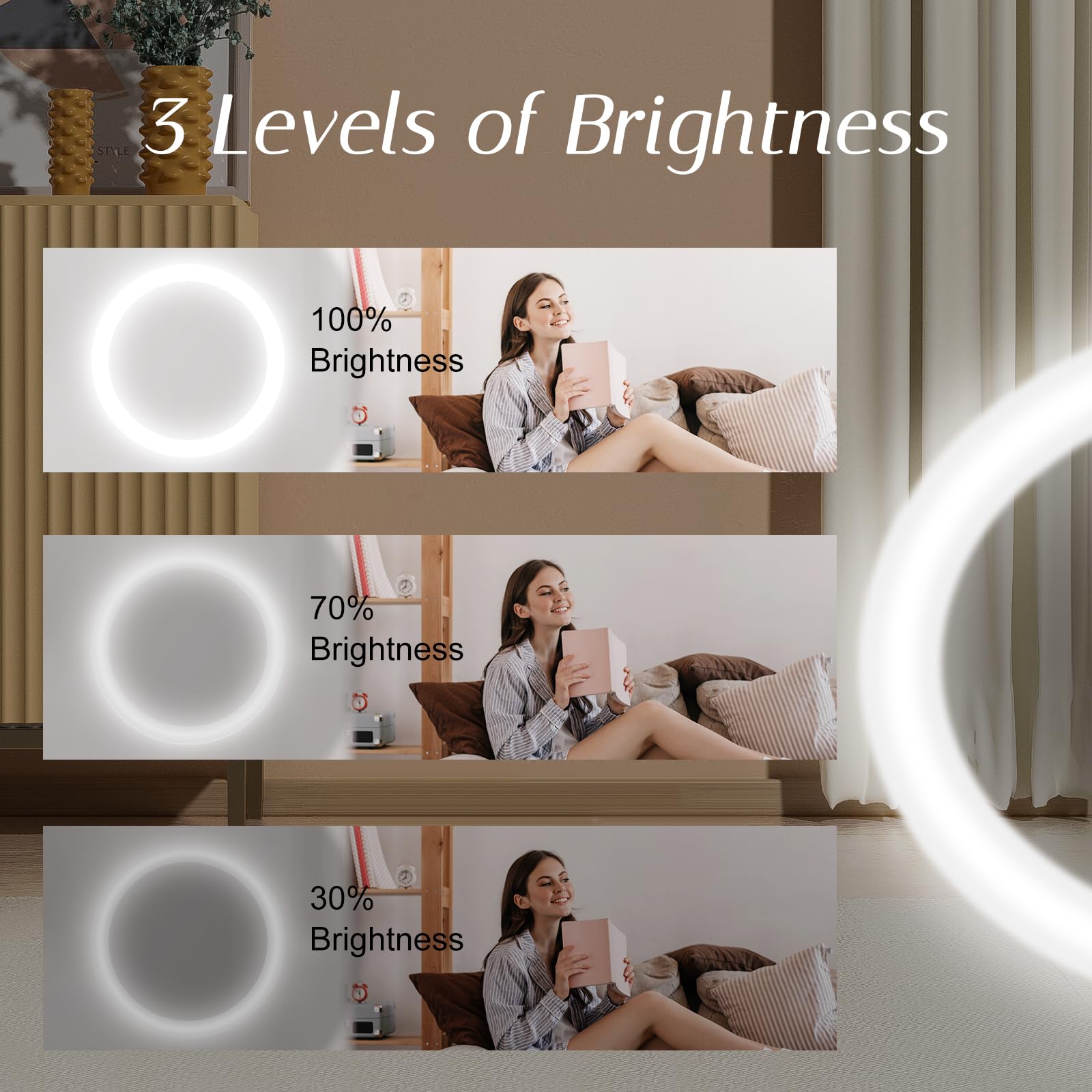 Kakuje LED pocket mirror opened to 180 degrees for full-face visibility.